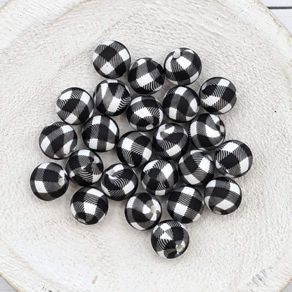 Plaid 12mm Silicone Beads