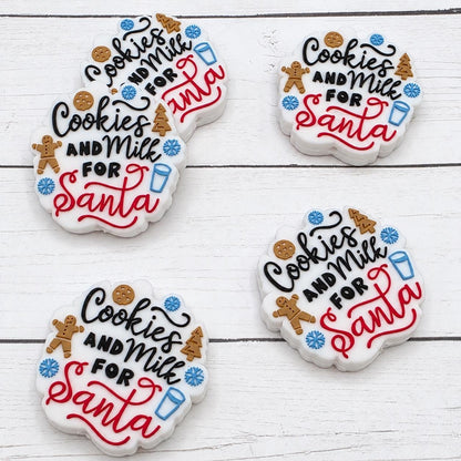 Cookies & Milk for Santa Silicone Focal Bead, 36x36mm, 1-3 Count