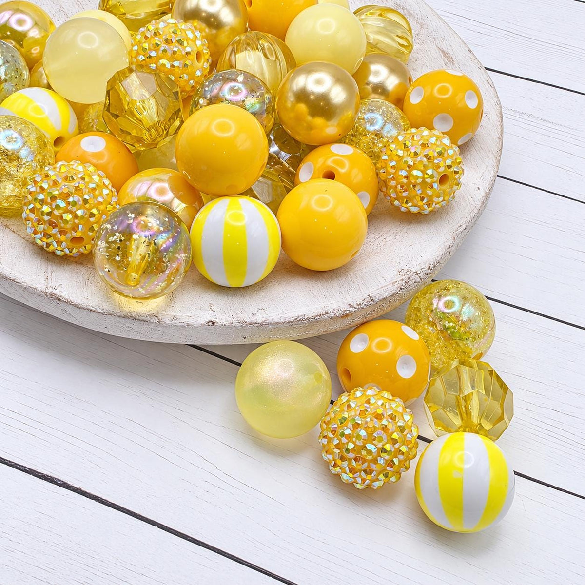 Hello Yellow Acrylic Bead Mix, 20mm, 24 Count