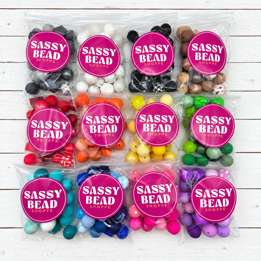 15mm Silicone Bead Bundle | 12 Color Mix Packs | 288 Beads