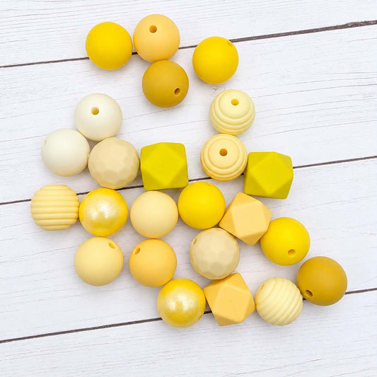 Yellow Dream Silicone Bead Mix, 15mm, 24 Count