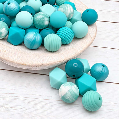 Tealicious Silicone Bead Mix, 15mm, 24 Count