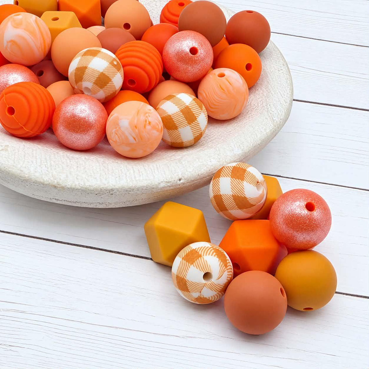 Orange Obsession Silicone Bead Mix, 15mm, 24 Count