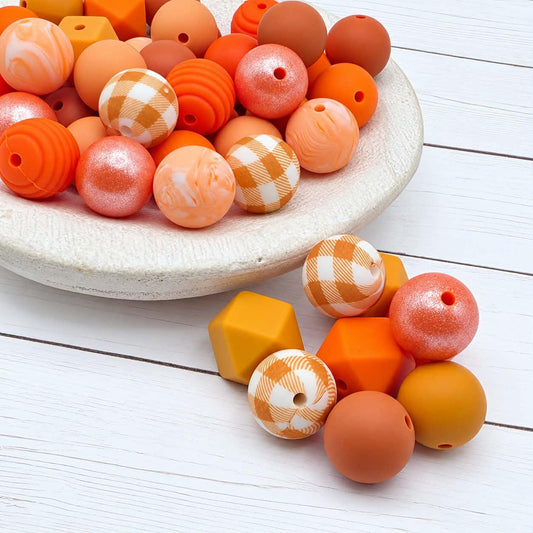 Orange Obsession Silicone Bead Mix, 15mm, 24 Count