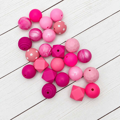 Pretty in Pink Silicone Bead Mix, 15mm, 24 Count