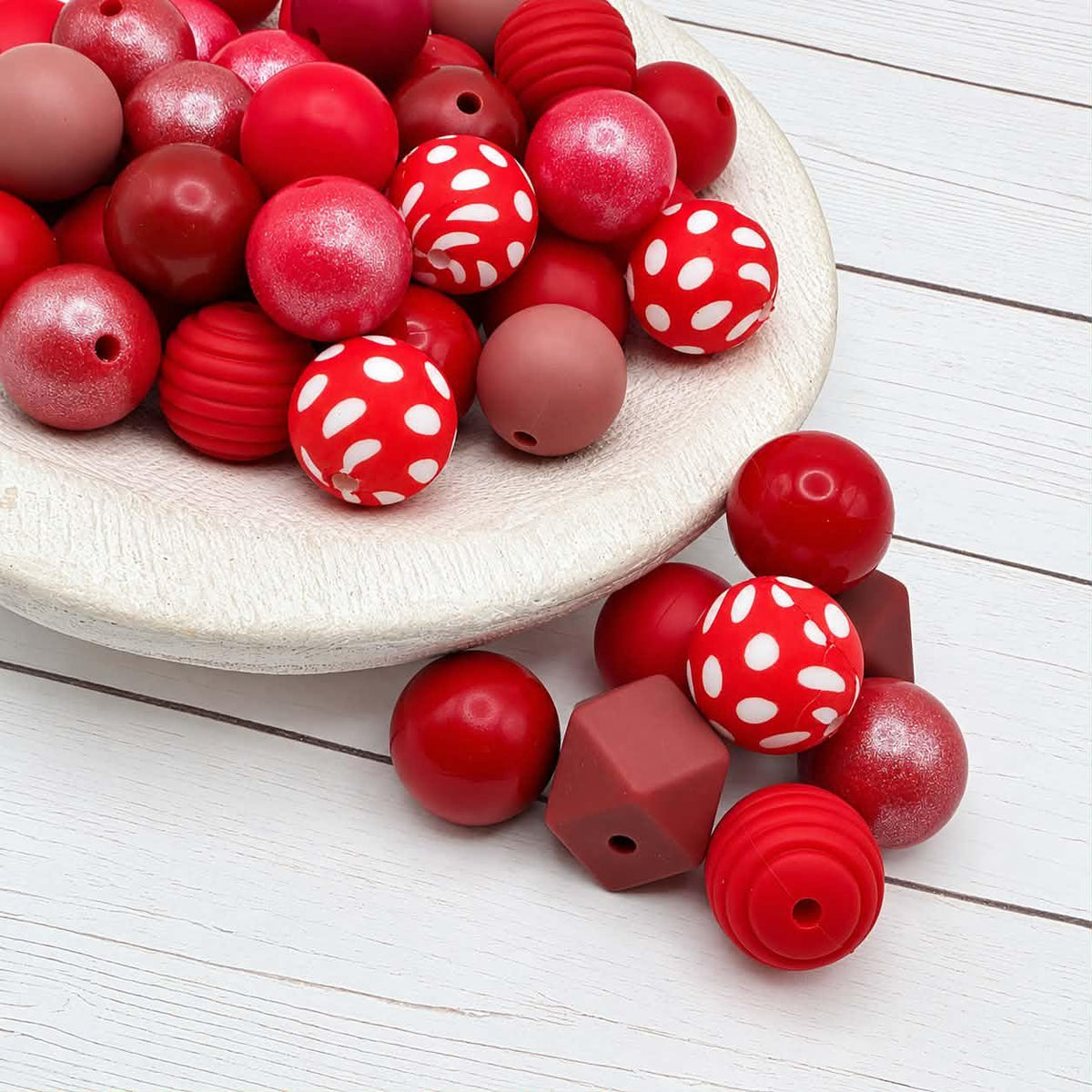 Red Ruby Silicone Bead Mix, 15mm, 24 Count