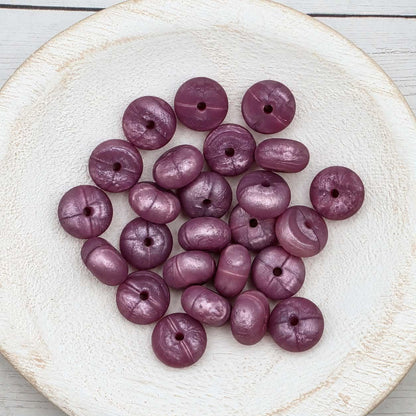 14mm Plum Pearl Abacus Silicone Beads, 10 or 20 Count