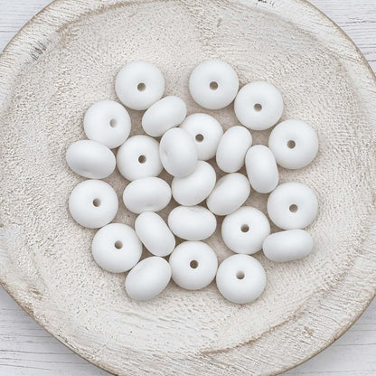 14mm White Abacus Silicone Beads, 10 or 20 Count