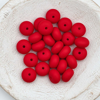 14mm Red Abacus Silicone Beads, 10 or 20 Count