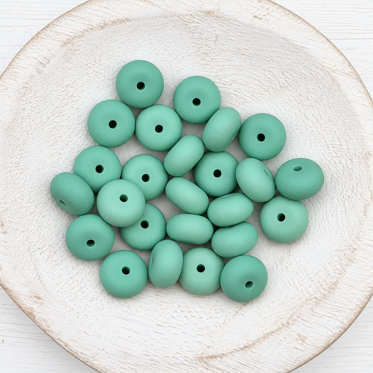 14mm Mint Abacus Silicone Beads, 10 or 20 Count