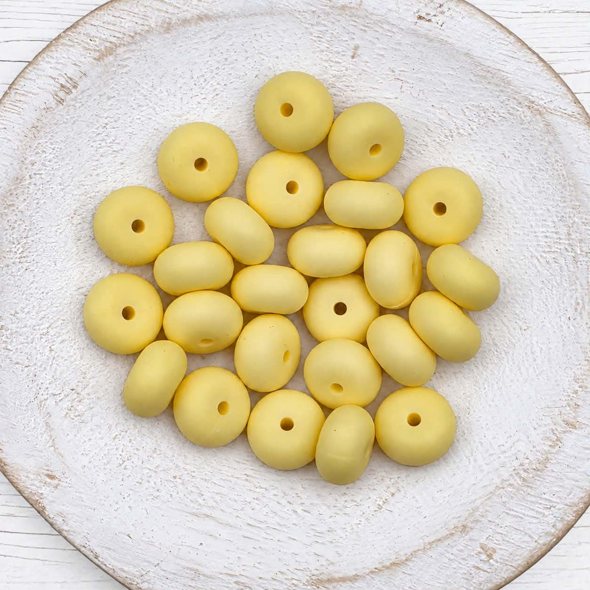 14mm Cream Yellow Abacus Silicone Beads, 10 or 20 Count