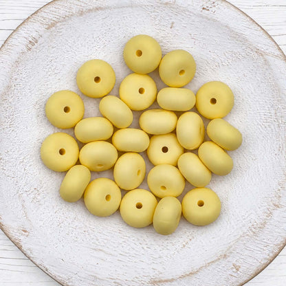 14mm Cream Yellow Abacus Silicone Beads, 10 or 20 Count