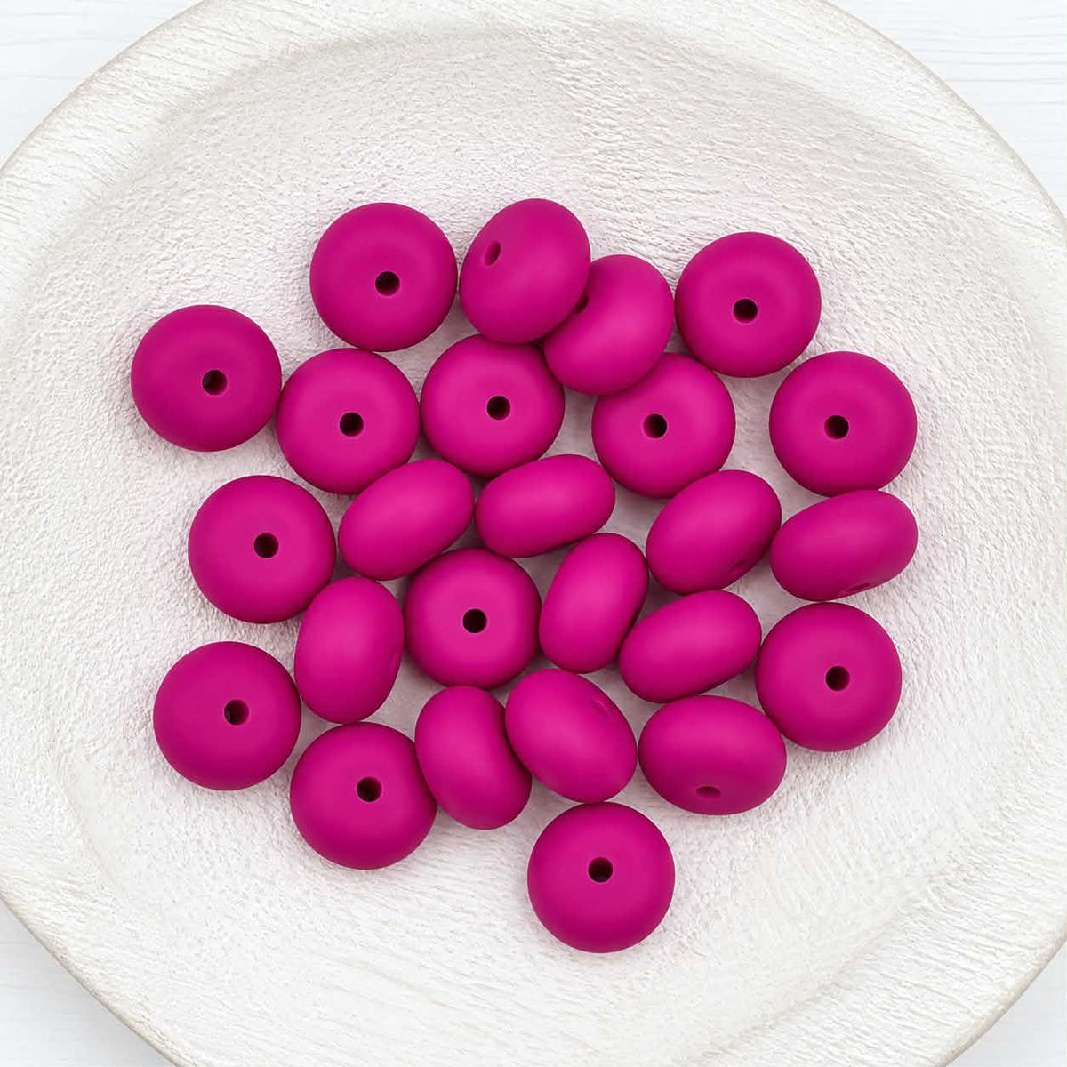 14mm Magenta Abacus Silicone Beads, 10 or 20 Count
