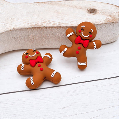 Happy Gingerbread Man 3D Silicone Focal Bead, 1-3 Count
