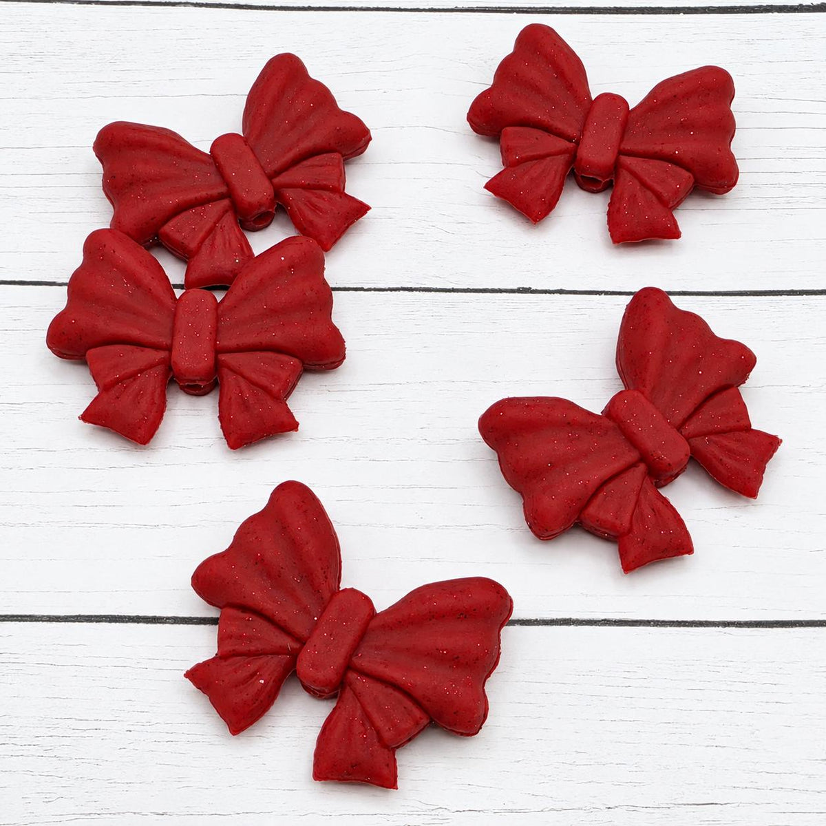Red Glitter Bow Silicone Focal Bead, 1-3 Count