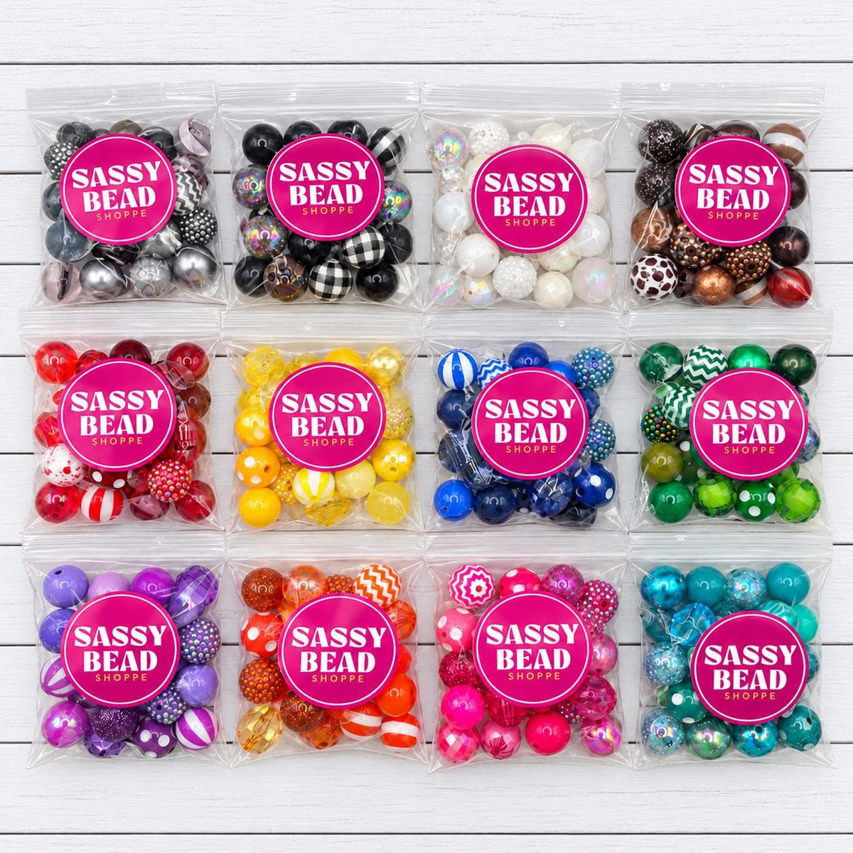 20mm Acrylic Bead Bundle | 12 Color Mix Packs | 288 Beads