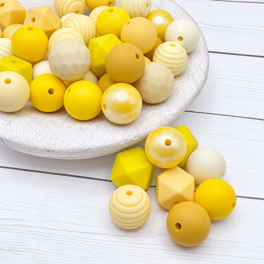 Yellow Dream Silicone Bead Mix, 15mm, 24 Count