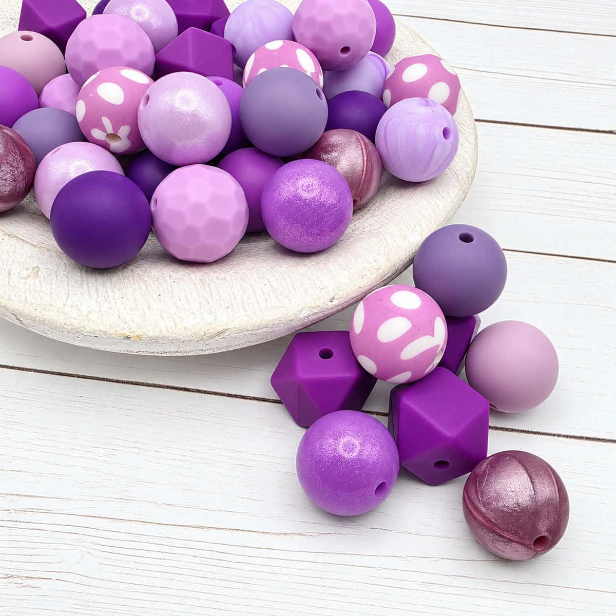 Perfectly Purple Silicone Bead Mix, 15mm, 24 Count