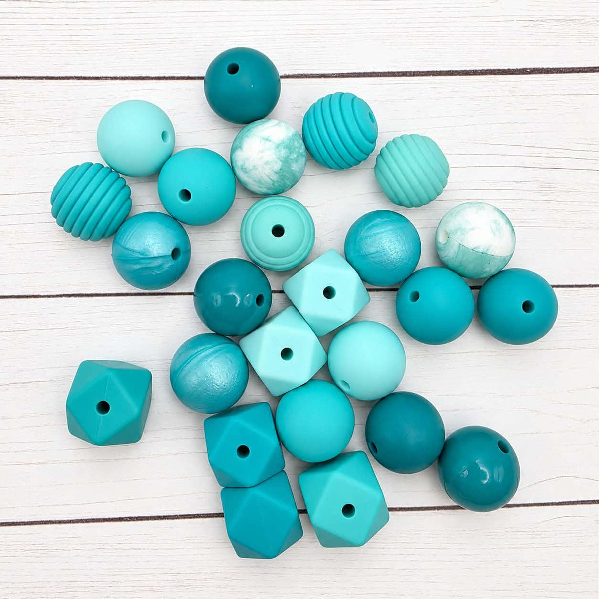 Tealicious Silicone Bead Mix, 15mm, 24 Count