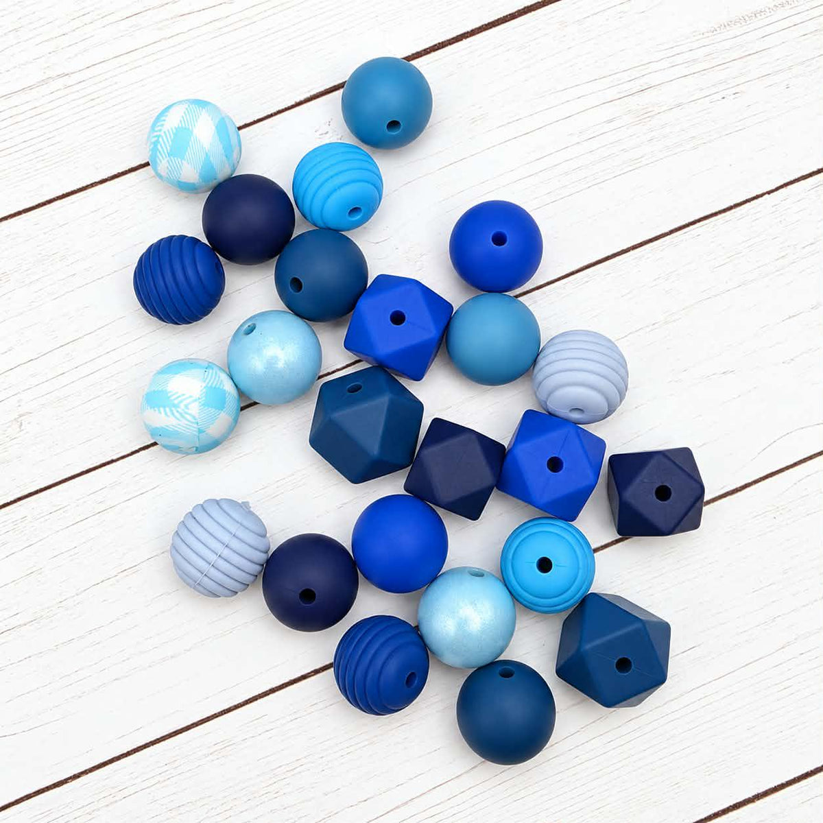 Brilliant Blue Silicone Bead Mix, 15mm, 24 Count