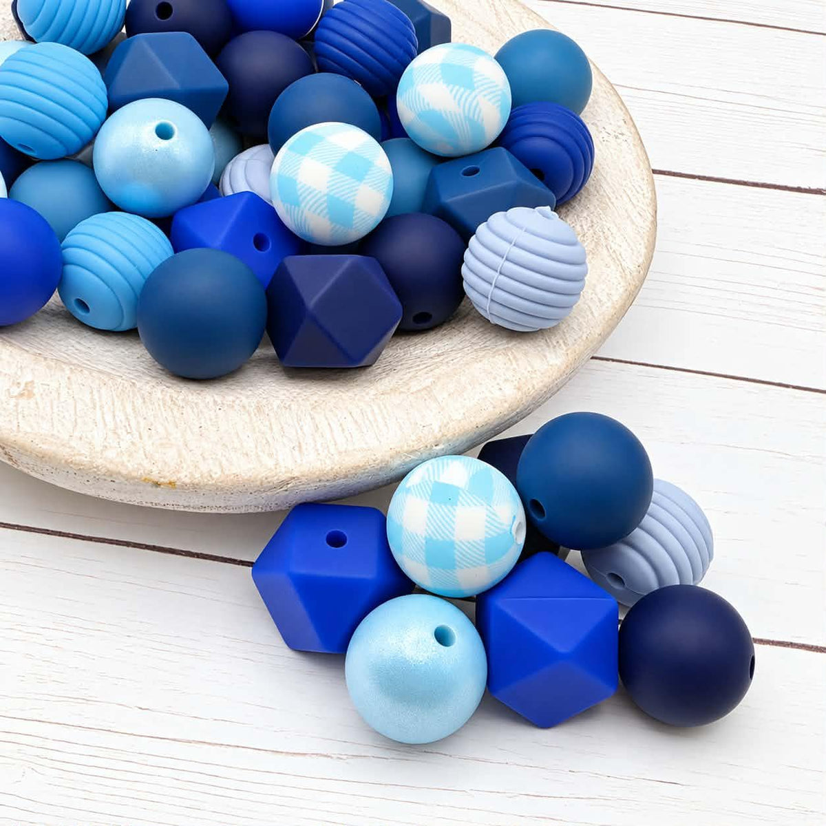 Brilliant Blue Silicone Bead Mix, 15mm, 24 Count