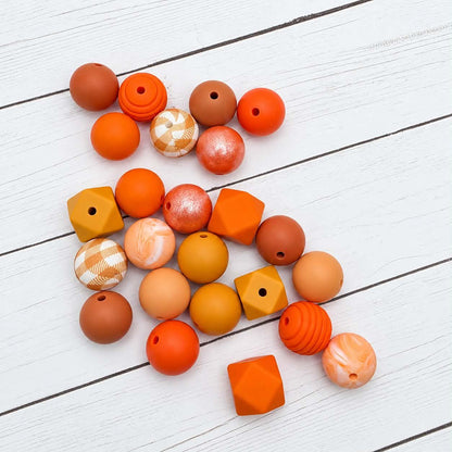 Orange Obsession Silicone Bead Mix, 15mm, 24 Count