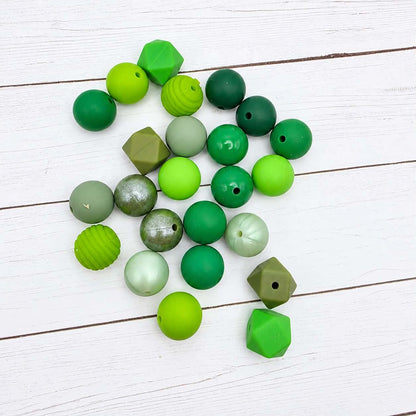 Green Envy Silicone Bead Mix, 15mm, 24 Count