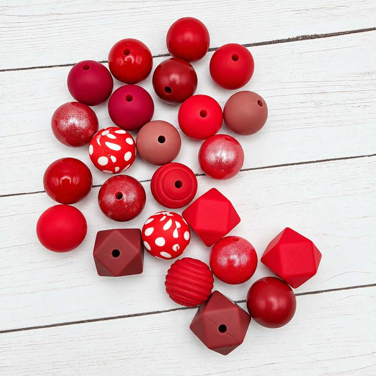 Red Ruby Silicone Bead Mix, 15mm, 24 Count