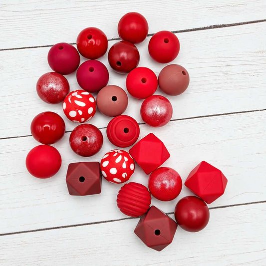 Red Ruby Silicone Bead Mix, 15mm, 24 Count