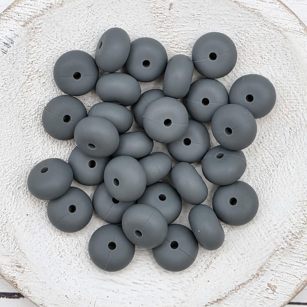 14mm Gray Abacus Silicone Beads, 10 or 20 Count