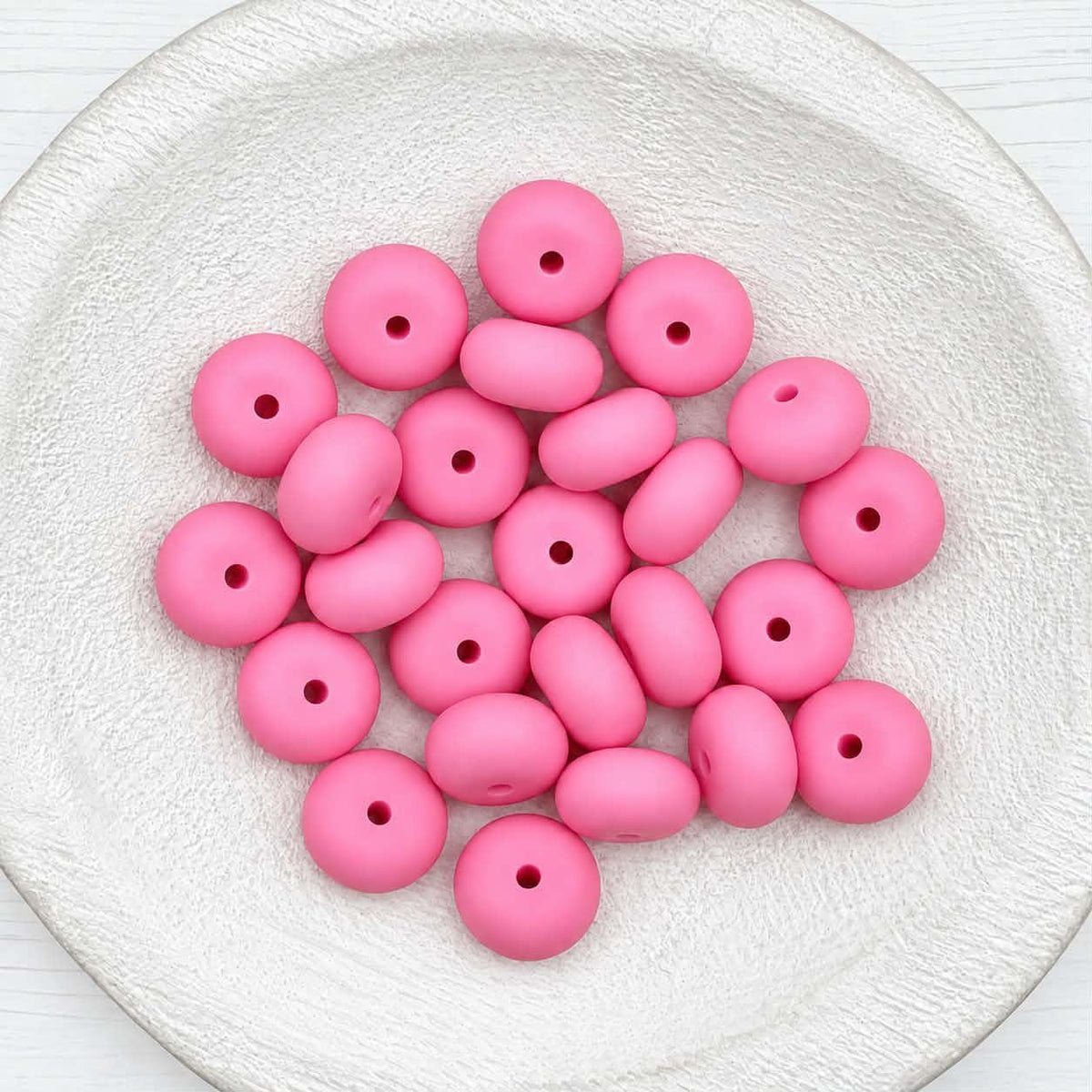 14mm Pink Abacus Silicone Beads, 10 or 20 Count