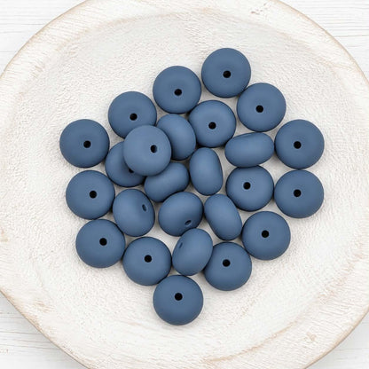 14mm Dark Denim Abacus Silicone Beads, 10 or 20 Count