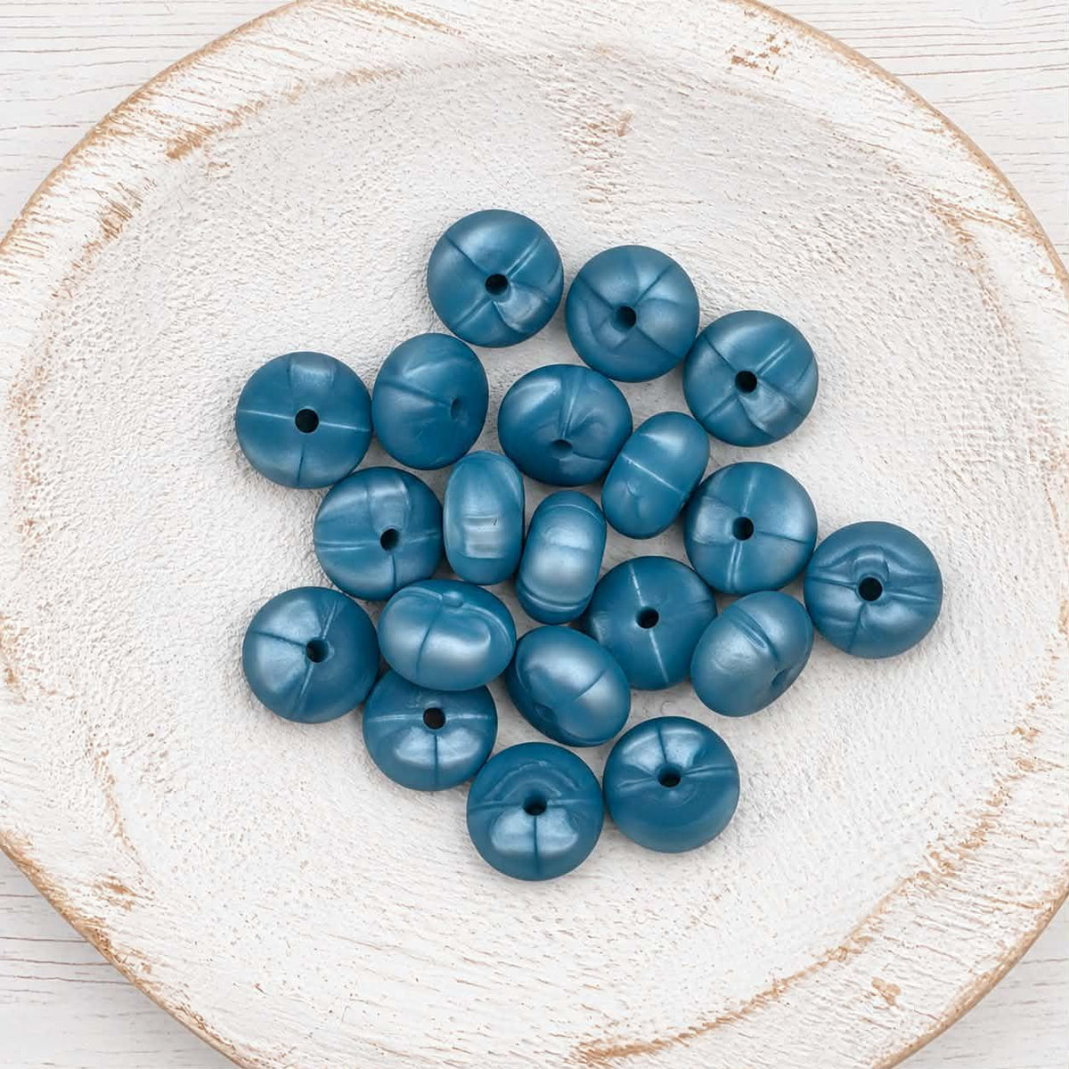 14mm Blue Pearl Abacus Silicone Beads, 10 or 20 Count