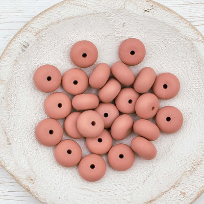 14mm Peach Abacus Silicone Beads, 10 or 20 Count