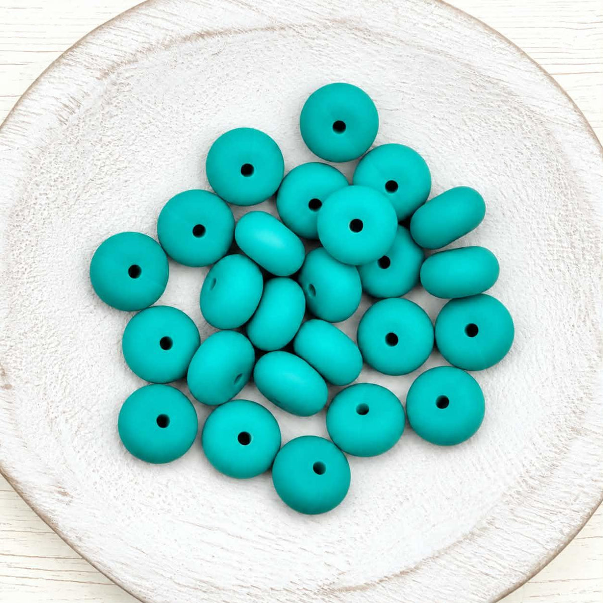 14mm Lake Blue Abacus Silicone Beads, 10 or 20 Count