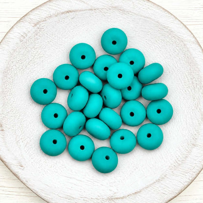 14mm Lake Blue Abacus Silicone Beads, 10 or 20 Count