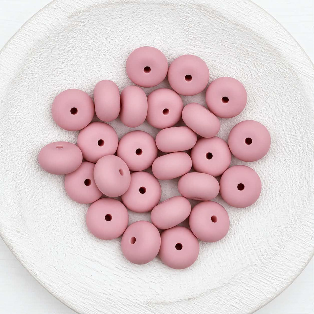 14mm Pink Powder Abacus Silicone Beads, 10 or 20 Count