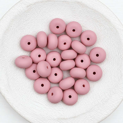 14mm Pink Powder Abacus Silicone Beads, 10 or 20 Count