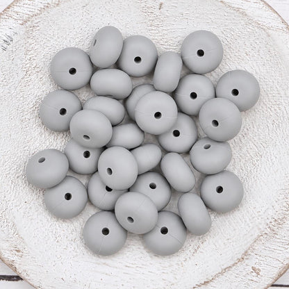 14mm Light Gray Abacus Silicone Beads, 10 or 20 Count