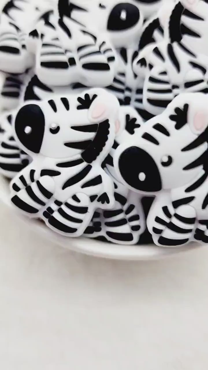 Zebra Silicone Beads