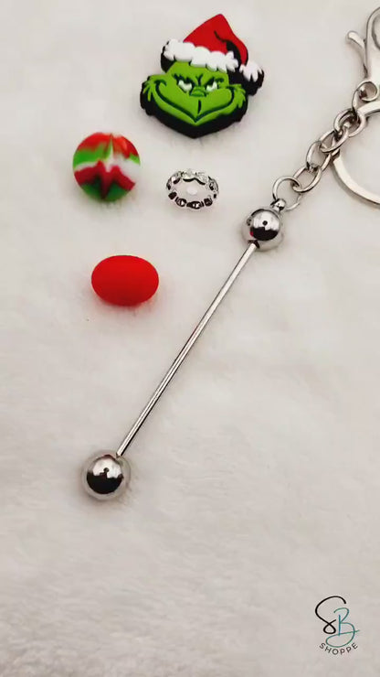 On The Naughty List Keychain Kit, Beadable Key Chain, Cowgirl Beaded Keychain, Focal Beads, Bubblegum Beads, Silicone Beads