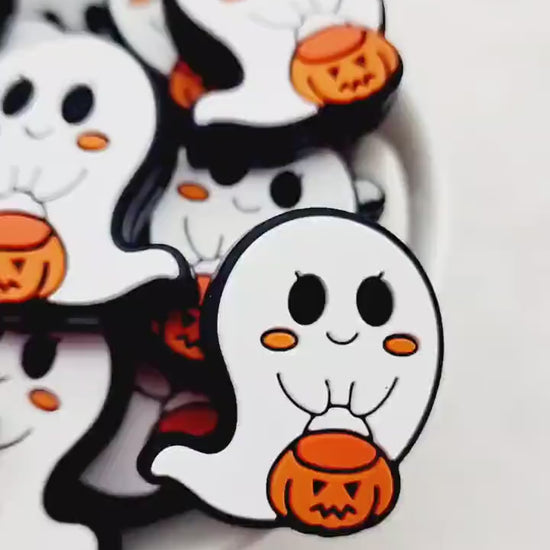 Trick or Treat Ghost Silicone Beads, Ghost Silicone Beads, Focal Beads, Silicone Beads, Halloween Beads, Beads for Pens, Beads for Wristlet
