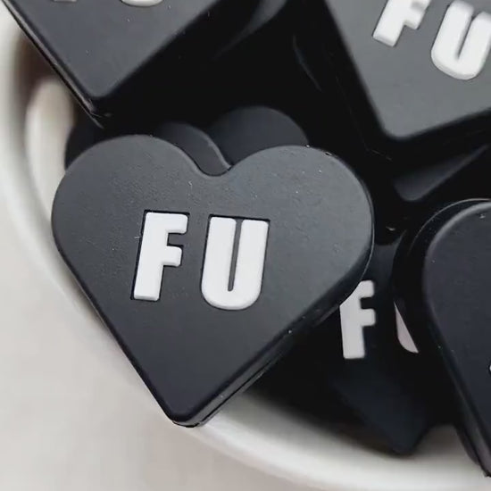 FU Black Heart Beads