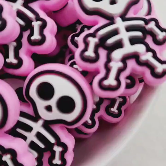 Pink Skeleton Silicone Beads, Skeleton Shaped Silicone Beads, Halloween Beads, Skeleton Silicone Pendant,  Focal Silicone Beads