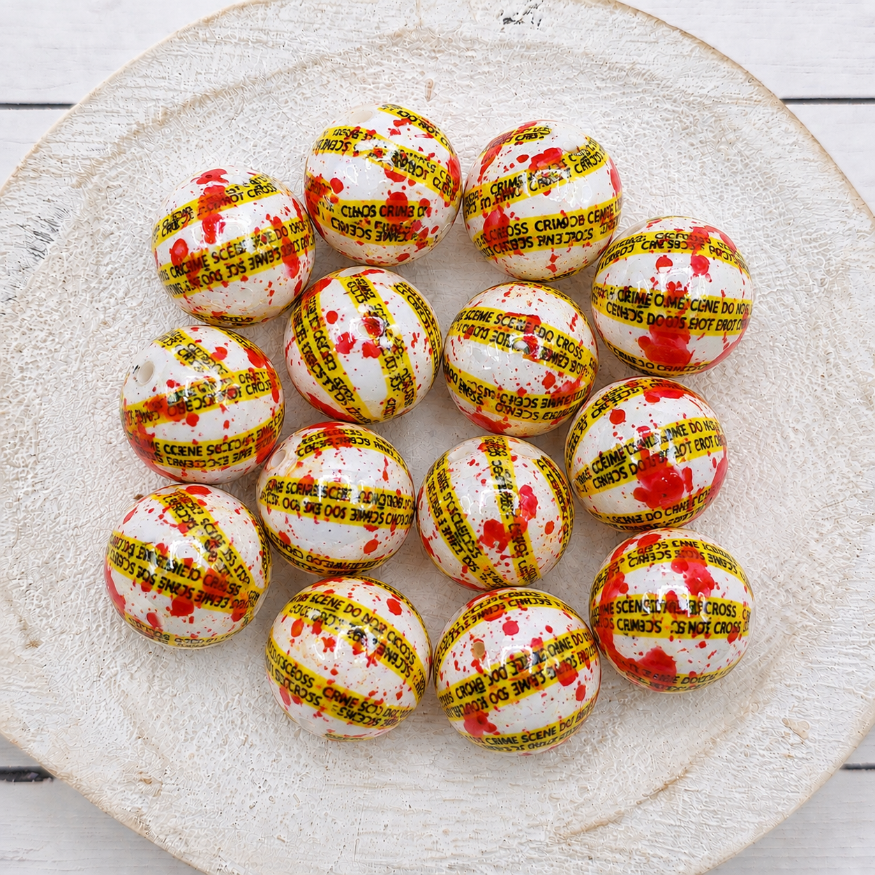 20MM Caution Tape Beads
