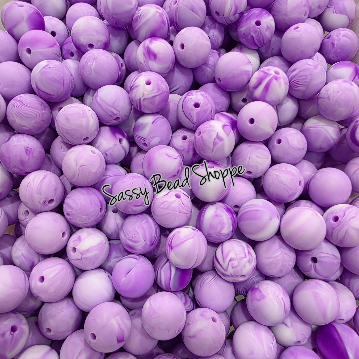 15mm Purple Marble Silicone Beads