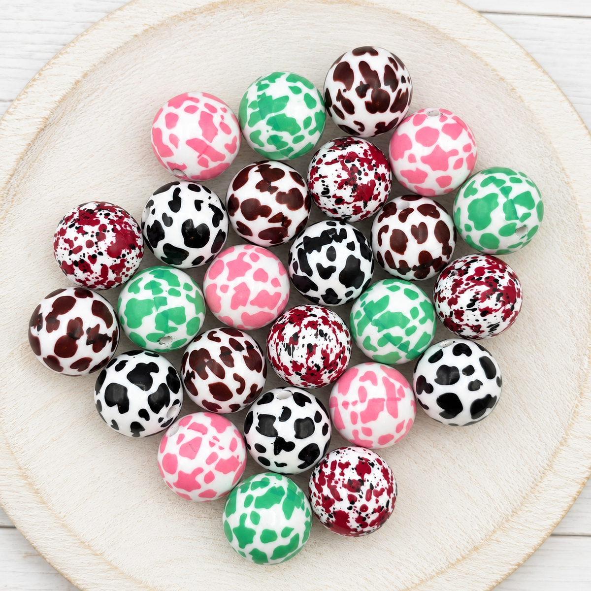 20mm Cow Print Beads