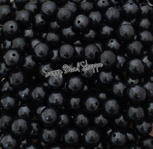 15mm Black Shimmer Silicone Beads