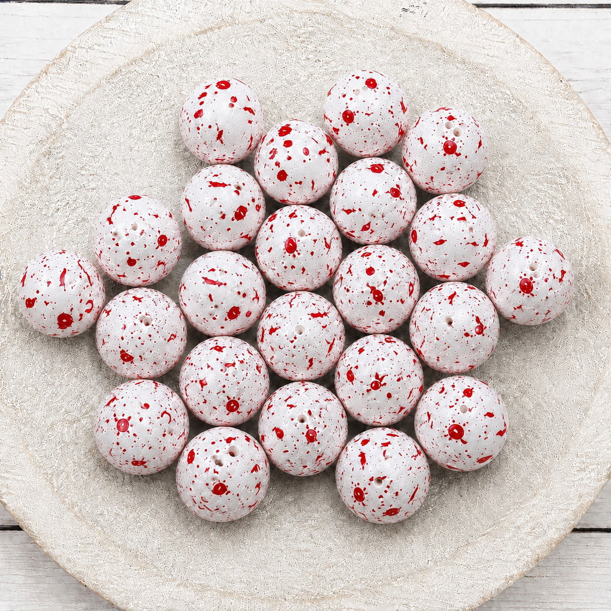 15mm Red Splatter Beads