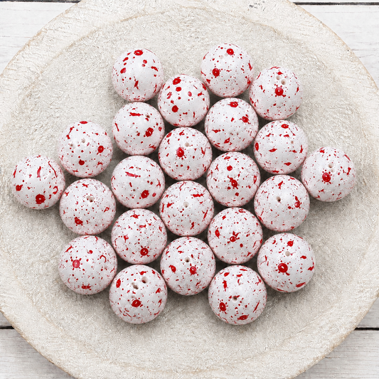 15mm Red Splatter Beads